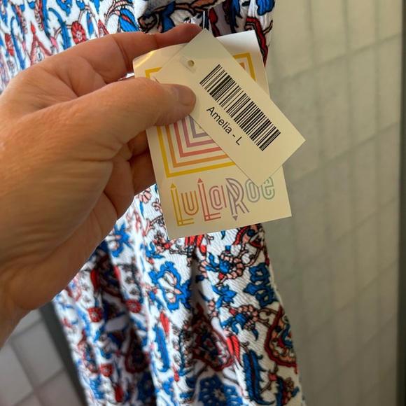 NWT LuLaRoe Amelia Red, White and Blue fit and flare midi dress - Picture 3 of 6